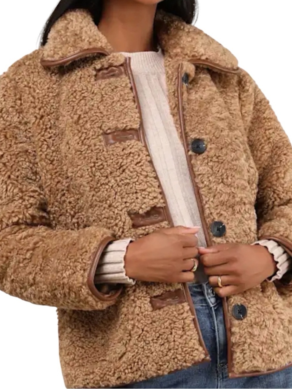 NEW Avec Les Filles Cuddly Cute Brown Teddy Coat XS